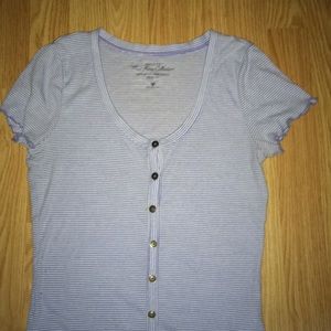 Blue and white stripped hollister shirt